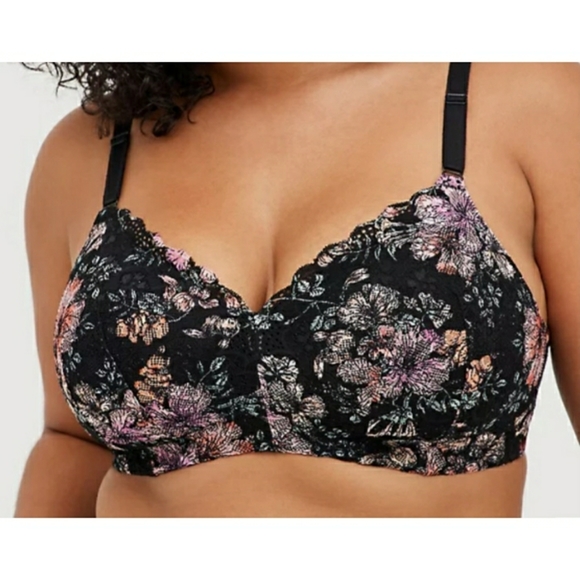 Torrid WIRE-FREE LIGHTLY LINED PRINTED LACE 360° BACK SMOOTHING BRA 44D - Picture 2 of 9